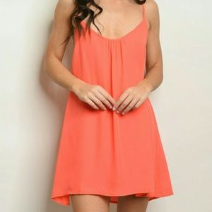 Neon Orange Halter Dress